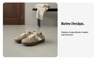 Retro German sneakers, faux lined, cross lace-up, warm autumn winter shoes for women, unique round toe
