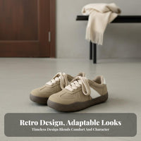 Retro German sneakers, faux lined, cross lace-up, warm autumn winter shoes for women, unique round toe
