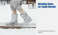 Winter Boots for Women and Kids, Thick Wool Lining, Waterproof, Anti-Slip, Mid-Calf Warm Shoes, Family Matching