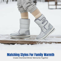 Winter Boots for Women and Kids, Thick Wool Lining, Waterproof, Anti-Slip, Mid-Calf Warm Shoes, Family Matching
