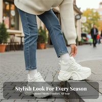 Height Boost Athletic Shoes, Elevated Dad Sneakers, Casual Autumn Winter Lace-Up for Women
