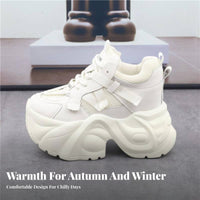 Height Boost Athletic Shoes, Elevated Dad Sneakers, Casual Autumn Winter Lace-Up for Women
