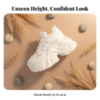 Height Boost Athletic Shoes, Elevated Dad Sneakers, Casual Autumn Winter Lace-Up for Women
