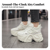 Height Boost Athletic Shoes, Elevated Dad Sneakers, Casual Autumn Winter Lace-Up for Women