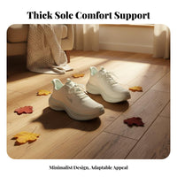 Men's Cream Running Shoes, Thick Sole, Casual Athletic Shoes, 2025 Autumn, Lightweight Adaptable