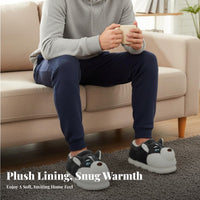 Men's Winter Plush House Shoes, Indoor Home Shoes, Cute Husky, Thick Sole, Anti-Slip Foam