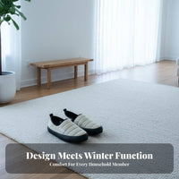 Cotton House Shoes, Non-Slip Rubber Sole, Plush Lined, Closed Heel Bread Style, Unisex Winter Indoor Outdoor, Japanese Design