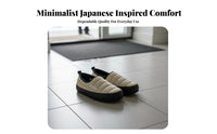 Cotton House Shoes, Non-Slip Rubber Sole, Plush Lined, Closed Heel Bread Style, Unisex Winter Indoor Outdoor, Japanese Design