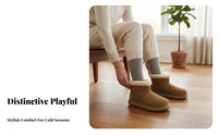 Women's Winter Boots, Cute Chunky Toe, Plush Fleece Lined, Thick Sole, Short Winter Boots, Youthful Comfort