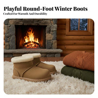 Women's Winter Boots, Cute Chunky Toe, Plush Fleece Lined, Thick Sole, Short Winter Boots, Youthful Comfort