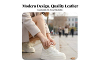 Women's Genuine Leather Platform Sneakers, Thick Sole Cream Shoes, Autumn Winter 2025, Chic Height Boost Casual Shoes