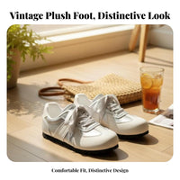 Silver Plush Front Shoes, Women's Retro Country Trend, Chic Flat Sole, Relaxed Summer 2025