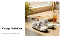 Silver Plush Front Shoes, Women's Retro Country Trend, Chic Flat Sole, Relaxed Summer 2025