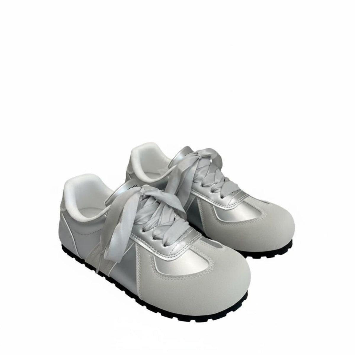 Silver Plush Front Shoes, Women's Retro Country Trend, Chic Flat Sole, Relaxed Summer 2025