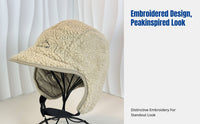 Thickened Sherpa Ushanka Hat, Double-Sided, Embroidered, Windproof Earflap Cap for Couples, Skiing & Cycling