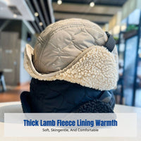 Thickened Sherpa Ushanka Hat, Double-Sided, Embroidered, Windproof Earflap Cap for Couples, Skiing & Cycling