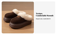 Closed Toe Chunky Sole House Shoes, Plush Furry Winter Warm, Women's Comfortable Winter Boots