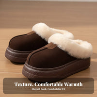 Closed Toe Chunky Sole House Shoes, Plush Furry Winter Warm, Women's Comfortable Winter Boots
