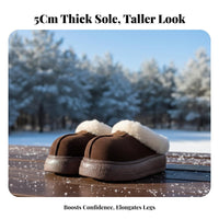 Closed Toe Chunky Sole House Shoes, Plush Furry Winter Warm, Women's Comfortable Winter Boots
