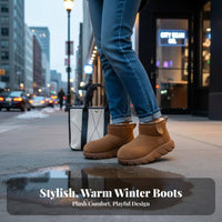Cute Chunky Capybara Winter Boots, Plush Lined, Thick Sole, Short Ankle, Warm Shoes