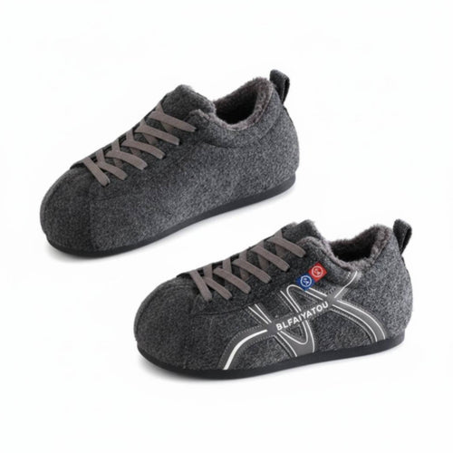Women's Training Athletic Shoes, Fleece Lined, Lambswool Interior, Winter Warmth, Lace-Up, Comfortable Cotton
