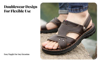 Men's Summer Leather Sandals, Soft Sole Flip-Flops, Outdoor, For Middle-Aged