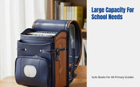 Kids School Backpack, Spine Protection, Lightweight PU Satchel, Unisex, Japanese Design, Reflective, Large Capacity, Grades 1-6
