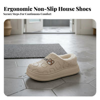 House Shoes, Waterproof Plush Winter Slippers, Thick Sole, Slip-On, Warm Heel, New Arrival, Indoor Use, Non-Slip, Cute Creature Design