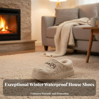 House Shoes, Waterproof Plush Winter Slippers, Thick Sole, Slip-On, Warm Heel, New Arrival, Indoor Use, Non-Slip, Cute Creature Design