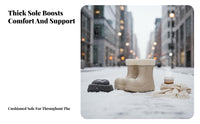 Fleece Lined Women's Winter Boots, Thick Sole, Waterproof, Anti-Slip, Pull-On, Round Toe