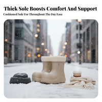 Fleece Lined Women's Winter Boots, Thick Sole, Waterproof, Anti-Slip, Pull-On, Round Toe