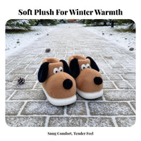 Cartoon Dog Plush House Shoes, Cozy Indoor Outdoor Winter Boots, Warm Non-Slip Slippers for Men and Women