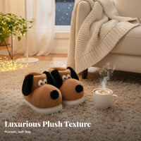 Cartoon Dog Plush House Shoes, Cozy Indoor Outdoor Winter Boots, Warm Non-Slip Slippers for Men and Women
