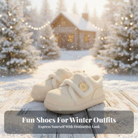 Winter Boots, Plush Lined, Hook-and-Loop Closure, Women's Winter Shoes, Chic Distinctive Design