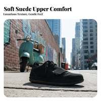 Men's Clown Shoes, Suede Leather, Low Top Slip-On, Korean Trend, Autumn Season, Lightweight Rubber Sole, Youth Casual Shoes