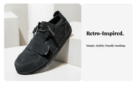 Men's Clown Shoes, Suede Leather, Low Top Slip-On, Korean Trend, Autumn Season, Lightweight Rubber Sole, Youth Casual Shoes