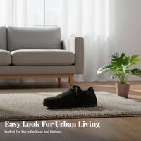 Men's Clown Shoes, Suede Leather, Low Top Slip-On, Korean Trend, Autumn Season, Lightweight Rubber Sole, Youth Casual Shoes