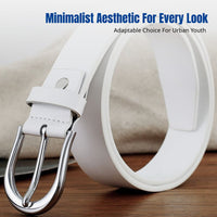 Pin Buckle Belt, Genuine Leather, Unisex Relaxed Waistband, Youth Business Sport Look