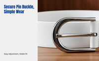 Pin Buckle Belt, Genuine Leather, Unisex Relaxed Waistband, Youth Business Sport Look