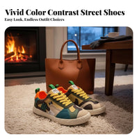 Men's Board Shoes, Clown Style, Soft Cushioned Sole, Patchwork Sport Shoes, Youth Trend, Lace-Up, PU Material, Autumn