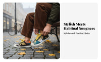 Men's Board Shoes, Clown Style, Soft Cushioned Sole, Patchwork Sport Shoes, Youth Trend, Lace-Up, PU Material, Autumn