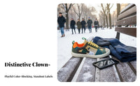 Men's Board Shoes, Clown Style, Soft Cushioned Sole, Patchwork Sport Shoes, Youth Trend, Lace-Up, PU Material, Autumn