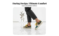 Men's Board Shoes, Clown Style, Soft Cushioned Sole, Patchwork Sport Shoes, Youth Trend, Lace-Up, PU Material, Autumn