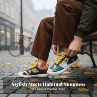 Men's Board Shoes, Clown Style, Soft Cushioned Sole, Patchwork Sport Shoes, Youth Trend, Lace-Up, PU Material, Autumn