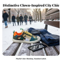 Men's Board Shoes, Clown Style, Soft Cushioned Sole, Patchwork Sport Shoes, Youth Trend, Lace-Up, PU Material, Autumn