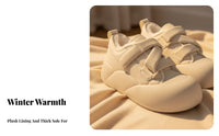 Bread Shoes, Plush Winter Boots, Thick Sole, Warm Girls' Shoes, Winter Casual Style