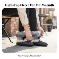 Chic Fleece Lined High Top Winter Boots, Women's Warm Thick Sole Shoes, Korean Style Lace-Up, Comfortable Winter Trend