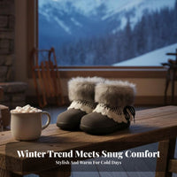 Chic Fleece Lined High Top Winter Boots, Women's Warm Thick Sole Shoes, Korean Style Lace-Up, Comfortable Winter Trend