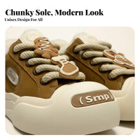 Gingerbread Man Winter Boots, Fleece Lined Big Foot Shoes, Unisex Thick Sole Warm Shoes