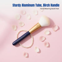 Loose Powder Brush, Cheek Color & Sculpting, Portable Soft Bristles, Synthetic Fiber, Matte Wood Handle